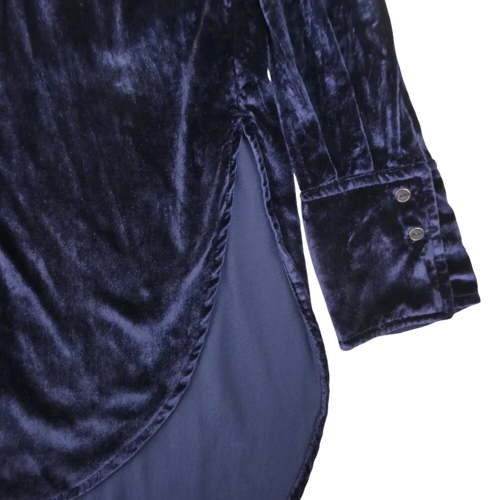 VeLVeT Maeve Anthropologie Dark Blue Mini Tunic Dress Neck Bow Tie Yoked US6